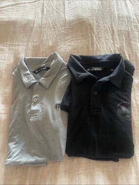 Travis Mathew Kids Polo Set in Black and Light Gray